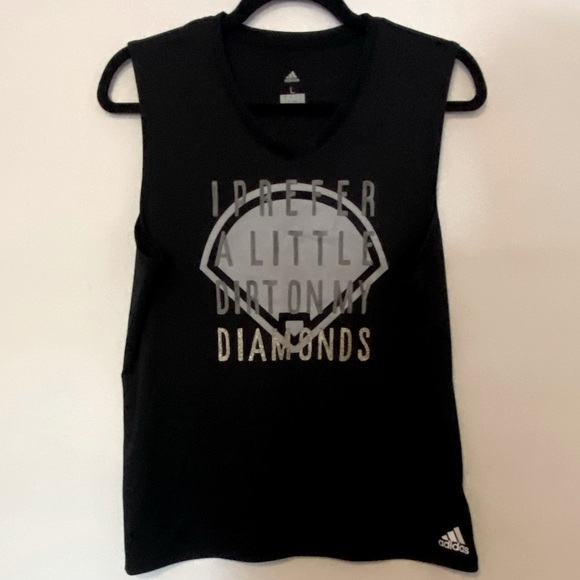 Adidas Black and Silver Graphic Tank Top Size Large - Picture 1 of 3